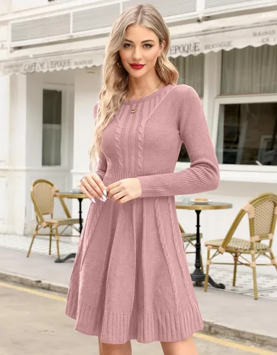Vista 3 de Maisolly Vestido tipo suéter tipo túnica de manga larga con vuelo