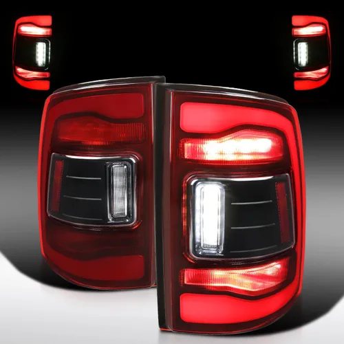 Vista 7 de Autozensation Compatible con Dodge Ram 1500 2500 3500 2009-2018, conjunto de par izquierdo y derecho, luces traseras LED negras con barra de luz LED