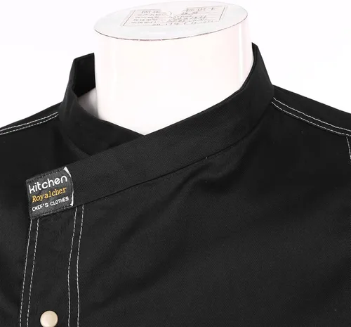Vista 5 de Unisex Men Women Chef Jacket Chef Coat negro (Black Short Sleeve)