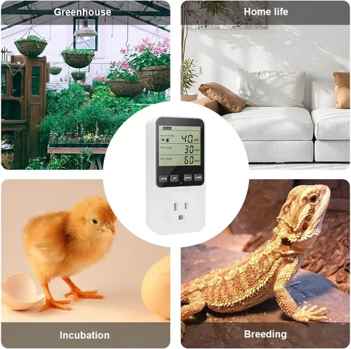 Vista 6 de KETOTEK Controlador de humedad enchufe de salida con sensor, interruptor de humidistato digital de 120 V con alarma para humidificador de hongos