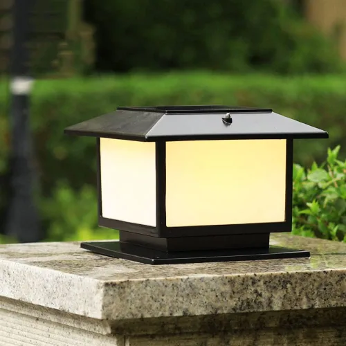 Vista 5 de Luces de poste al aire libre, luz solar moderna de pilar de metal IP55, luz impermeable para exteriores, luz de poste de valla de villa, luz
