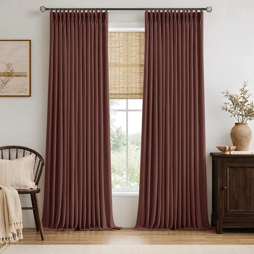Vista 46 de MIULEE Cortinas de lino gruesas con pinzas plegadas de 96 pulgadas de largo, 2 paneles para sala de estar y dormitorio, cortinas de ventana Natural