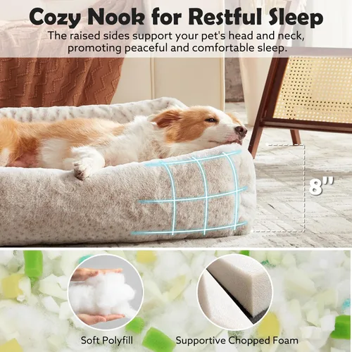 Vista 2 de JOEJOY Cama para Perro de Tamaño Mediano, Cama para Mascotas Ortopédica Lavable de Forro Polar de Pana Suave Premium con Funda de Cremallera