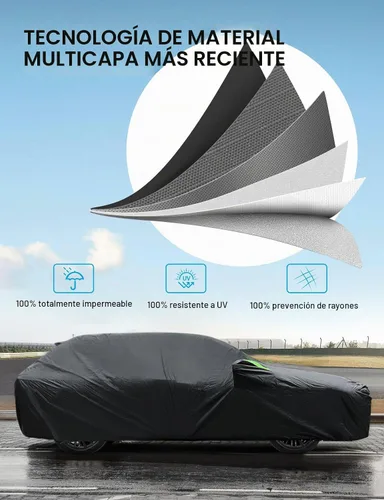 Vista 4 de Proadsy - Cubierta para automóvil, resistente al viento, sol, lluvia, rayos UV, polvo y nieve, para todo tipo de clima, impermeable, funda