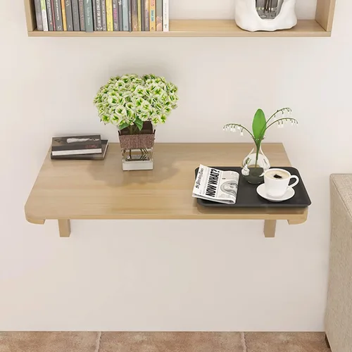 Vista 6 de Mesa plegable resistente para espacios pequeños, mesa plegable de madera maciza para lavandería, para montar en la pared, puede soportar 110 libras