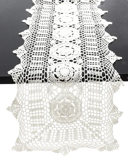 Vista 15 de Fennco Styles - Mantel de algodón hecho a mano con encaje de ganchillo