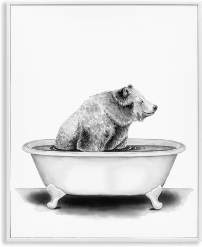 Vista 13 de Lindo conejo bebé en toallas de baño burbujas de jabón' Arte Giclée enmarcado
