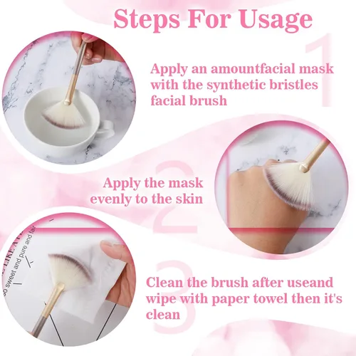 Vista 4 de 10 cepillos de abanico para tratamientos faciales, cepillos de máscara de abanico, aplicador de cepillos faciales suaves para máscara de barro
