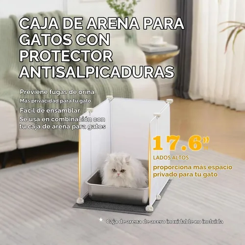 Vista 2 de MEEXPAWS Recinto de Caja de Arena para Gatos con Protector contra Salpicaduras Pequeño 20.5L × 14A x 18Al pulgadas, Láminas de Plástico Ligero