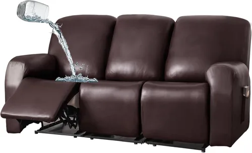 Vista 13 de JOKIVTOU Funda elástica de piel sintética para sofá reclinable de 1/2/3 asientos, con bolsillos laterales, impermeable, funda para sofá reclinable
