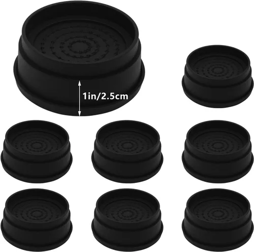 Vista 10 de 4 juegos de elevadores de muebles - elevadores de cama negros de 1", 2" o 3" pulgadas, elevadores redondos apilables resistentes para mesa, sofá