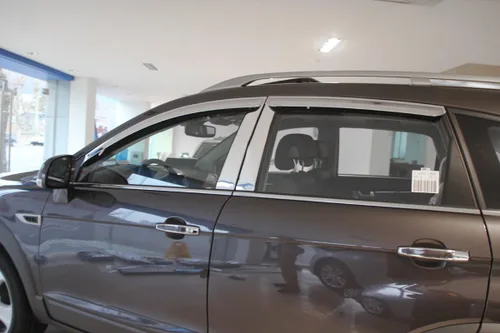Vista 7 de Visera cromada ventana deflector Sun Rain Vent Guard 4p para 2012-2015 Captiva