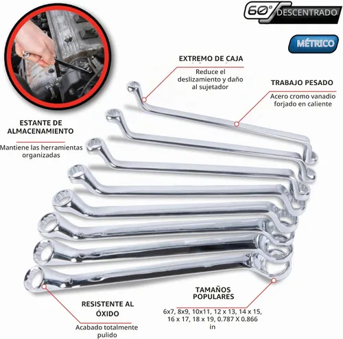 Vista 2 de Performance Tool W1086 Juego de llaves métricas de caja de 8 piezas