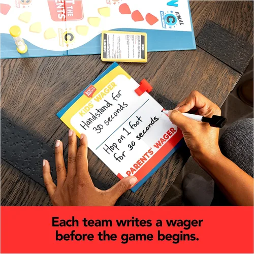 Vista 4 de Juego de Trivia Familiar Clásico Beat The Parents, Niños Contra Padres, con 25 Cartas de Bonificación para Edades de 6 años en adelante