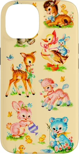 Vista 4 de Vintage Baby Animals Nursery 50's Retro Yellow Case for iPhone 17