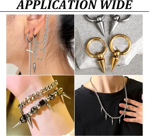 Vista 3 de 150 dijes de cuentas con forma de espiga, estilo tibetano, forma de cono de bala larga, para manualidades, collares, aretes, joyería