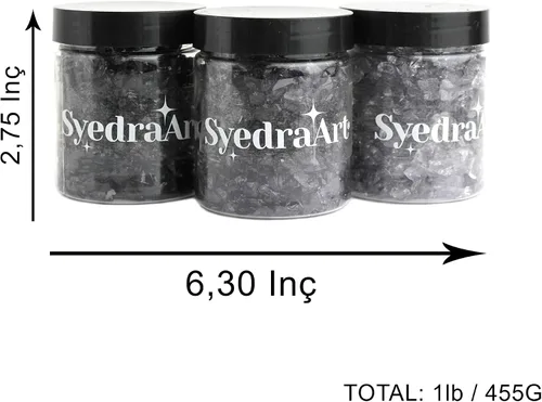 Vista 3 de Syedra Vidrio Triturado para Manualidades, Juego de 3, Chips de Alto Brillo, Purpurina, Piezas de Vidrio Roto, 0.118-0.236 pulgadas, 1 libra (Negro)