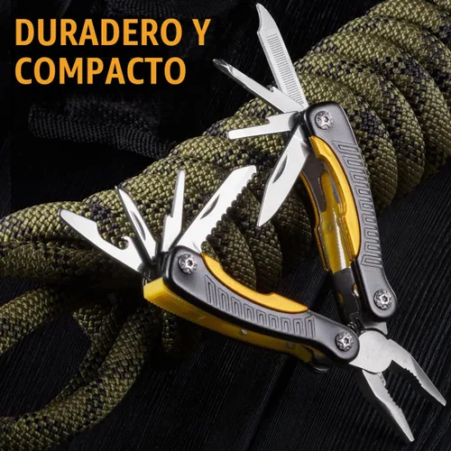 Vista 7 de Mini Multiherramienta de Bolsillo 12 en 1 con Cuchillo y Alicates - Mejor Accesorio de Utilidad Todo en Uno Multiusos para Hombres y Mujeres - Mejor