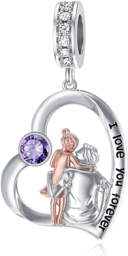 Vista 120 de PROESS Dije para padre, madre e hija, pulsera de plata de ley para pulseras, regalos de cumpleaños, día de San Valentín, para hija, madre, amante