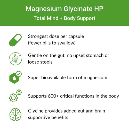 Vista 5 de Healthy Gut Magnesio-HP Cápsulas de glicinato de magnesio ultra puro con cero rellenos 180 mg de glicinato de magnesio 60 porciones