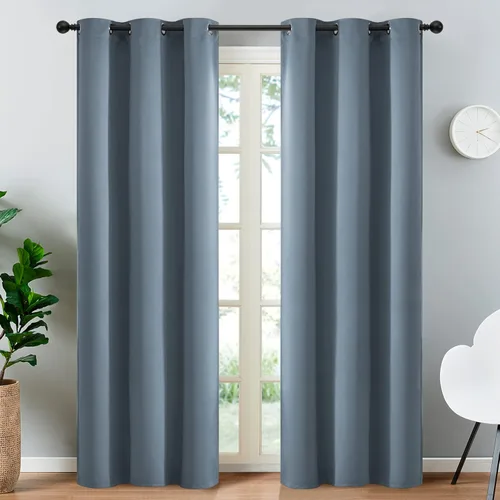 Vista 81 de Yakamok Cortinas opacas para dormitorio, aislamiento térmico, cortinas de oscurecimiento de habitación para sala de estar, juego de 2 paneles