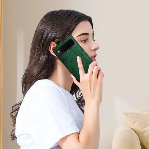 Vista 7 de Funda para Google Pixel Fold, funda de cuero premium para teléfono con diseño retro para Google Pixel Fold 5G (verde)