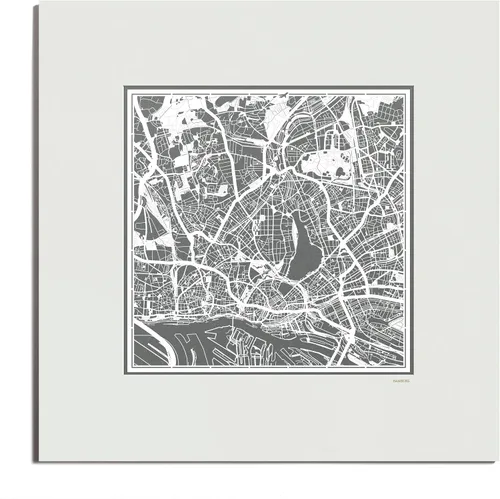 Vista 152 de O3 Design Studio Mapa de corte de papel de París, color negro mate, 20 x 20 pulgadas, arte en papel
