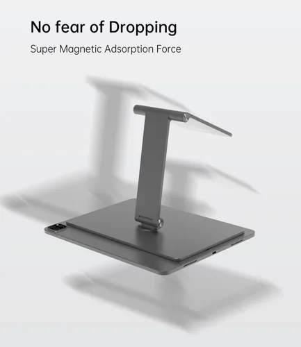 Vista 6 de KU XIU Soporte magnético plegable solo para iPad Pro 11 M4 (2024), soporte de tableta ajustable de aleación de aluminio de 360°, soporte