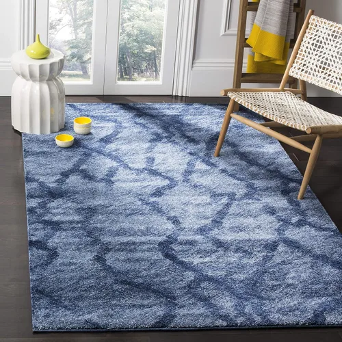 Vista 11 de SAFAVIEH Retro Collection - Alfombra decorativa de 2 pies 3 pulgadas x 5 pies, azul y azul oscuro, diseño abstracto moderno, no desprende pelusa