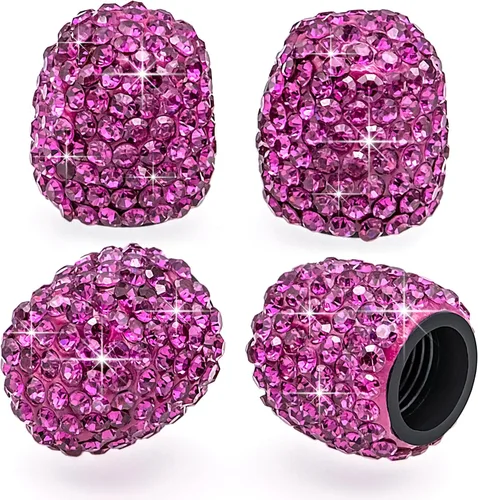 Vista 15 de 4 tapas de válvula de vástago de neumático de diamantes de cristal brillante, a prueba de polvo, tapas universales para válvulas de neumáticos