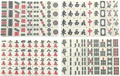 Vista 7 de Mini Mahjong - Juego de versión tradicional china con 2 tarjetas de repuesto, 144 azulejos Mahjong, juego de mesa de viaje con 4 reglas de cartas