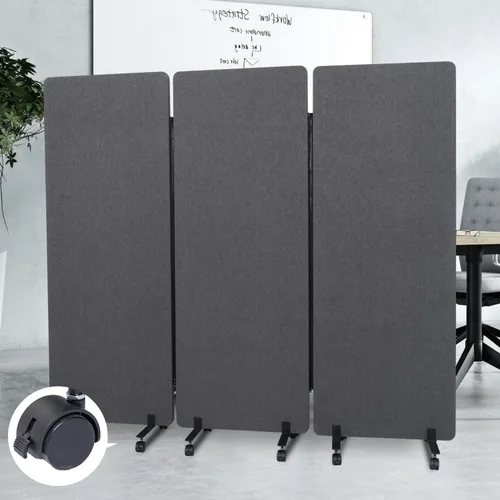 Vista 18 de Divisor de ambientes insonorizado, panel de privacidad con ruedas, divisor de pared de 4 paneles (marco de aluminio) para división de habitaciones