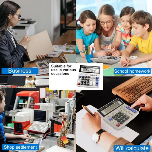Vista 6 de Calculadora de escritorio, números grandes, batería de alimentación bidireccional y calculadoras solares de escritorio, botones grandes fáciles