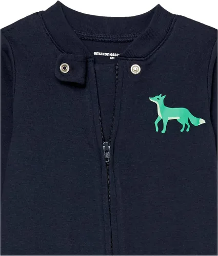 Vista 5 de Tienda Essentials Pijama unisex de algodón con pies ajustados para niños pequeños y bebés, paquete múltiple