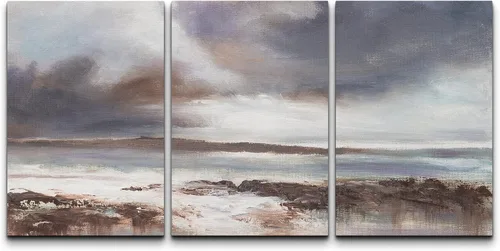 Vista 31 de wall26 Lienzo enmarcado para pared, juego de arte de acuarela pastel, paisaje rural, ilustraciones con formas abstractas, arte moderno, decorativo