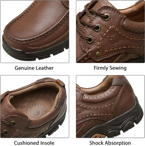 Vista 5 de CAMEL CROWN Zapatos casuales para hombre, mocasines cómodos, zapatos Oxford para trabajo, vestido de viaje, con cordones