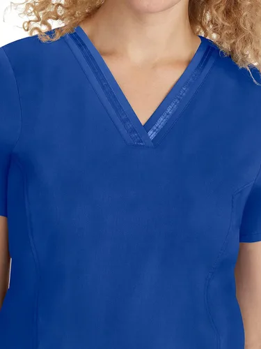 Vista 5 de Healing Hands Scrubs Top 3 bolsillos con cuello en V 2278 Jasmin para mujer, Azul (Aqua Mist)