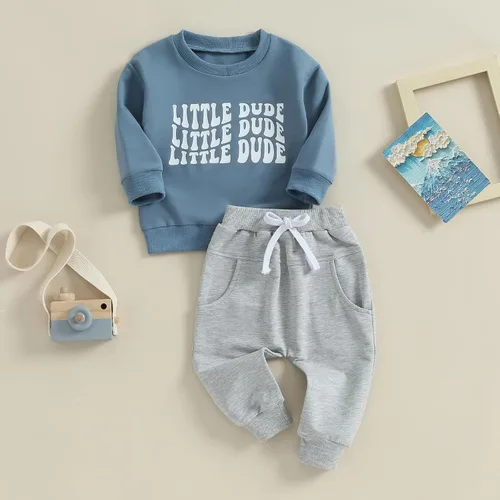 Vista 3 de Conjunto de ropa de 2 piezas para bebés y niños pequeños para otoño e invierno