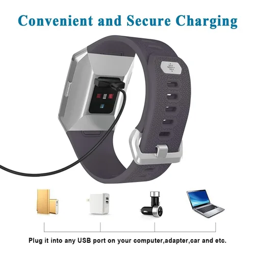 Vista 5 de Cable de carga compatible con cargador Fitbit Ionic, adaptador de cable de cargador USB de repuesto de 3.3 pies para reloj inteligente iónico