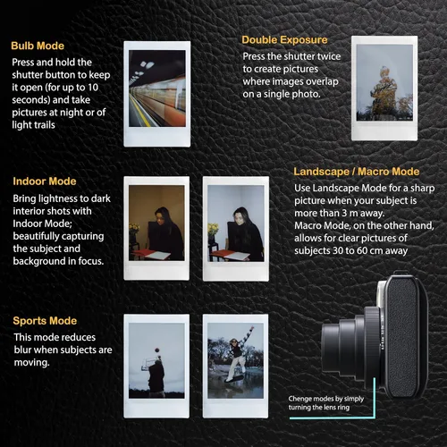 Vista 4 de Fujifilm Paquete de cámara de película instantánea Instax Mini 99 con película instantánea Fujifilm Instax Mini (20 hojas) con accesorios que