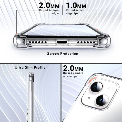 Vista 4 de Silverback - Funda transparente para iPhone 14 con soporte de anillo de 6.1 pulgadas TPU suave protector, parachoques amortiguador, a prueba