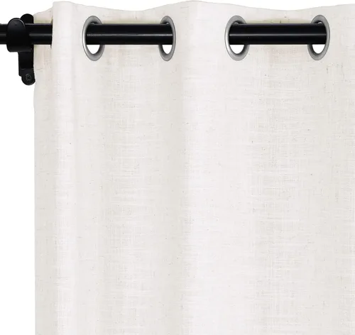 Vista 34 de Fcosie Cortinas opacas de lino 100 % opacas de 50 pulgadas de ancho x 63 pulgadas de largo, paneles de cortina con ojales para sala de estar
