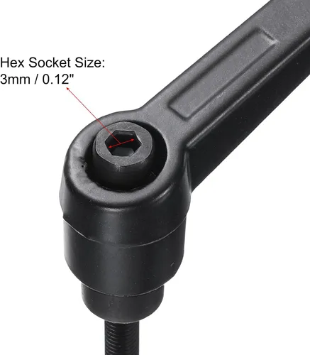 Vista 4 de uxcell 5 piezas de manija de palanca de sujeción ajustable M5 x 1.969 in de óxido negro métrico de acero al carbono macho roscado perillas de mano