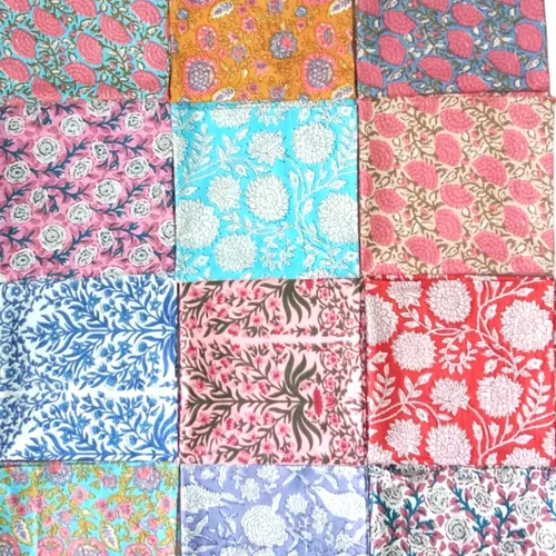 Vista 6 de COTSILER Juego de Servilletas de Algodón Premium Handblock, Estampado Floral, Hechas a Mano, Reutilizables, Lavables para Cena