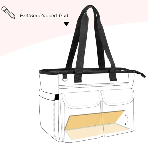 Vista 4 de LoDrid Bolsa para profesores con almohadilla inferior, capa de almacenamiento separada para laptop (hasta 15.6 pulgadas), bolsas para profesores