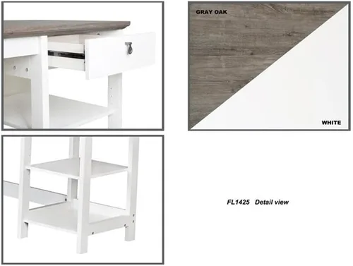 Vista 6 de Saint Birch Finley - Escritorio de madera moderno en forma de L en color blanco/madera flotante