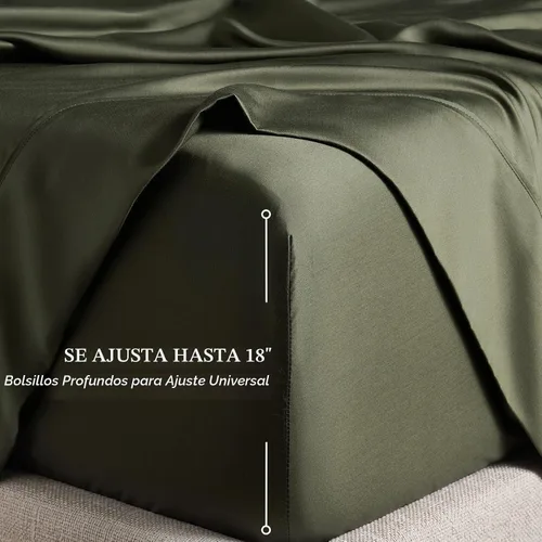 Vista 8 de EverGrace Tencel™ Sheet Set, Breathable & Cooling, Queen, Dark Olive Green Cooling, Luxury Silky Soft, Lyocell TENCEL Sheets, Breathable Bedding for