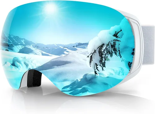 Vista 10 de findway Gafas de esquí OTG para mujeres, hombres, adultos, jóvenes - Sobre gafas, gafas de nieve - Lente intercambiable, gafas de snowboard antivaho