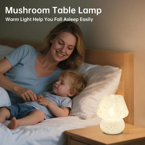 Vista 4 de Dawnwake Lámpara de mesa con forma de hongo para dormitorio, pequeña lámpara de noche de escritorio para sala de estar, decoración de hongos, lindas
