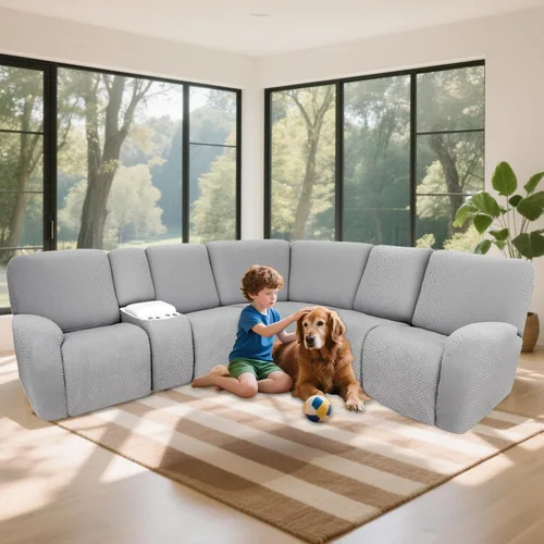 Vista 2 de Fundas de sofá reclinable seccional 100% impermeables para sofá reclinable en forma de L, funda de sofá modular de esquina en forma de L, fundas